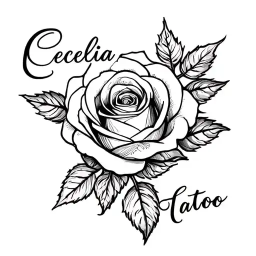 Cecelia Name With Rose