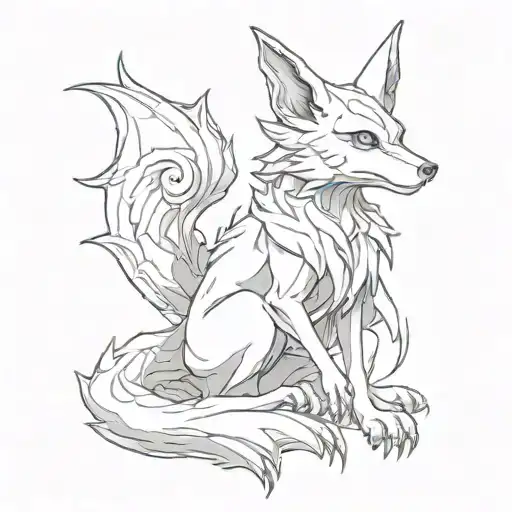 Cubone As A Nine Tail Fox Sitting