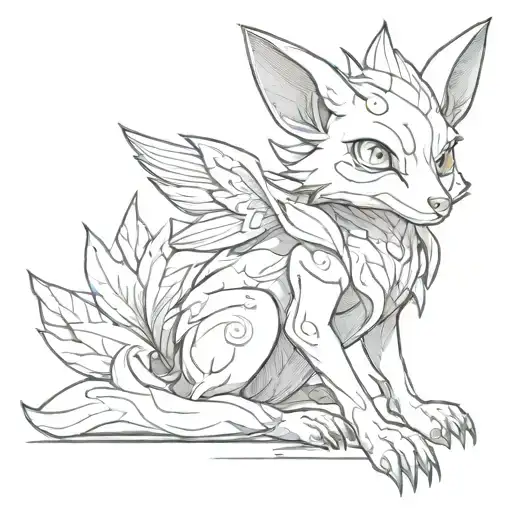 Cubone Pokemon As A Nine Tail Fox Sitting Alone