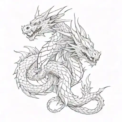 Couple Tattoo Where Two Dragon Tattoos Are Drawn