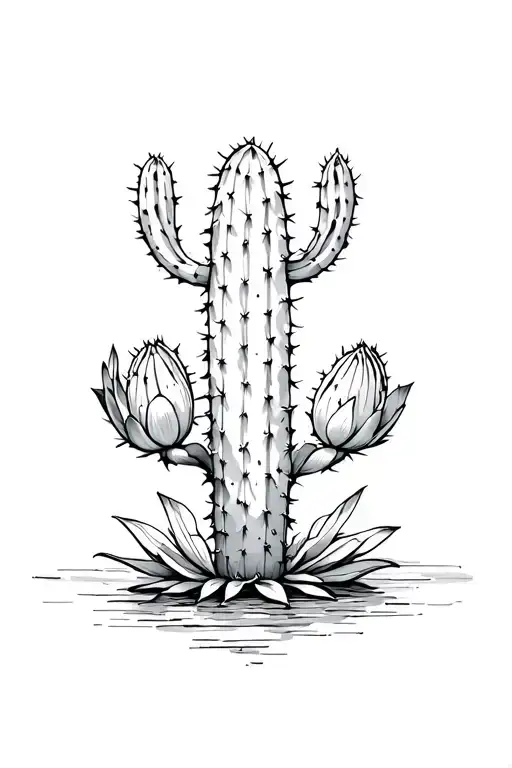 Cactus Protected By A Lotus