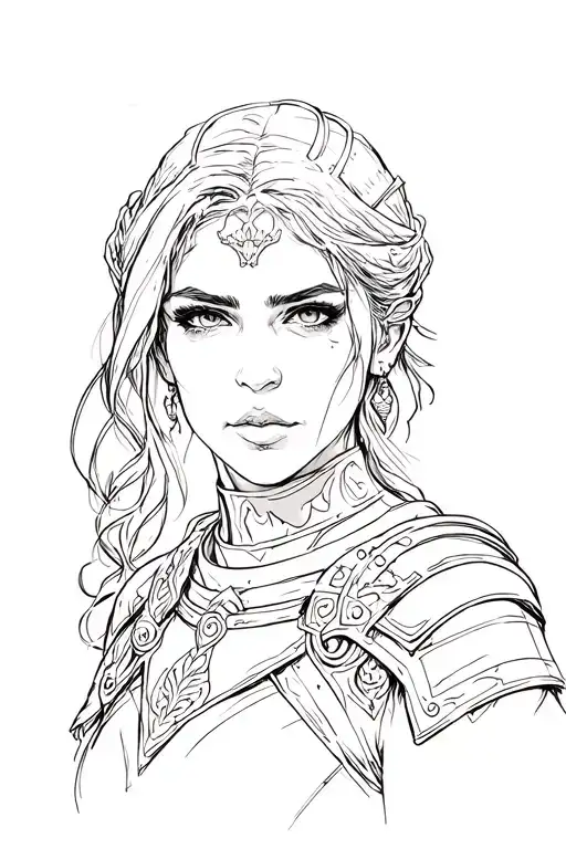 Female Warior Looks Tired After Battle