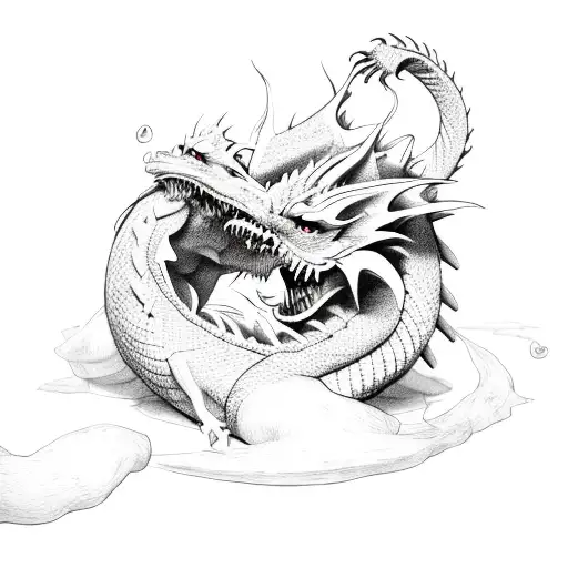 Dragon Breathing Fire On Ball Of Yarn