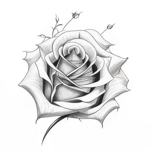 Rose Tattoo With The Stem Spelling Belia In Cursive