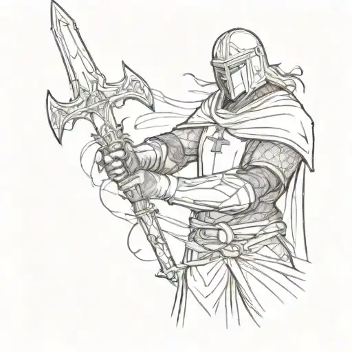 Crusader Holding Sword