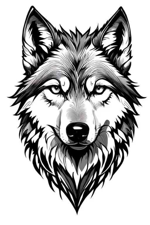 Wolf Face Tattoo Design