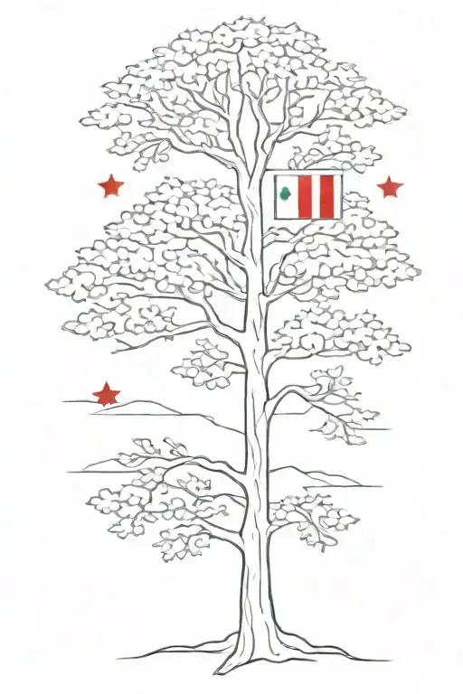Lebanese Tree From The Flag With A Tree Next To It