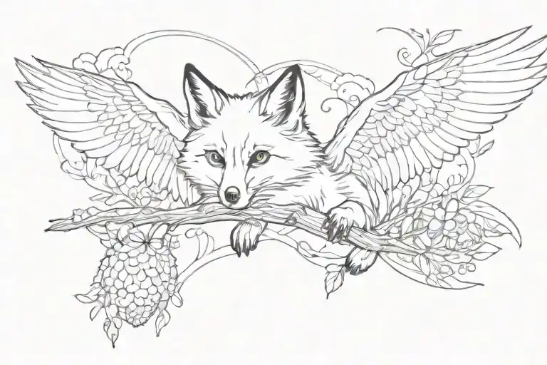 Fox Playing And Owl Flying