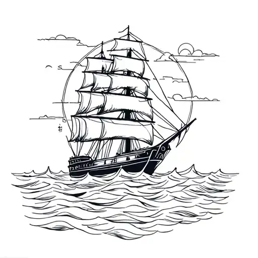 Wall And Sun And Ship