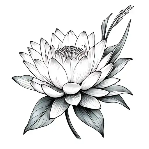 Water Lily And Cosmos Flower Blooming