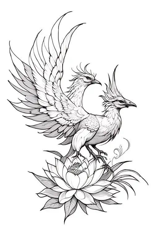 Phoenix And Lotus Flower