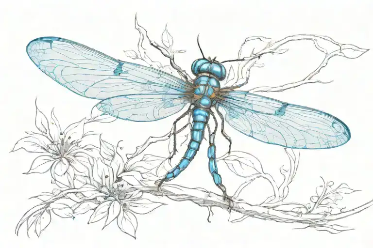 Electric Blue Dragonfly Landing