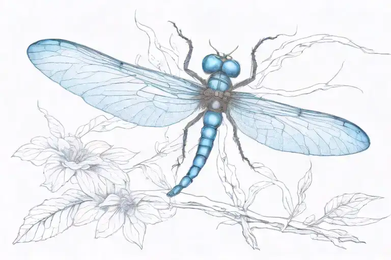 Electric Blue Dragonfly Landing