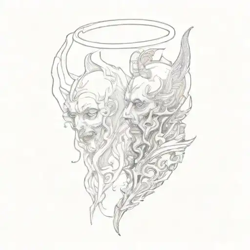 A Devil At Left And An Angel At Right Whispering