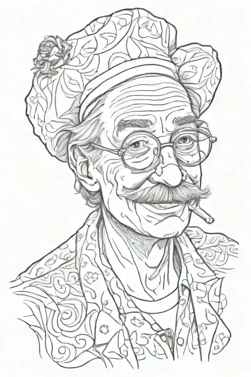 Real Patch Adams Whit Funny Hat Realistic Portrait