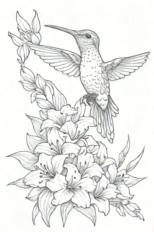 Hummingbird With Gladiolus Flower