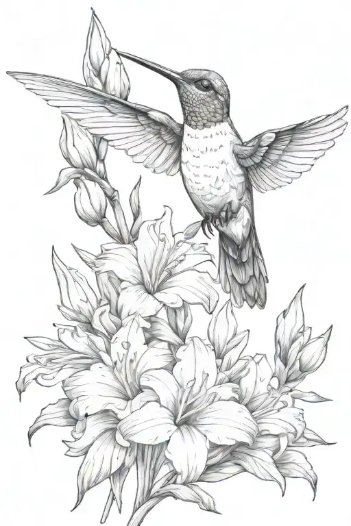 Hummingbird With Gladiolus Flower