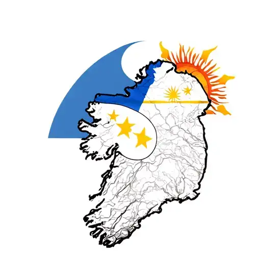 Outline Of Ireland With Sunset In The Background Using Just The Sun From The Philippines Flag