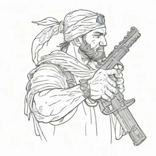 Man With Bandana And A Gun