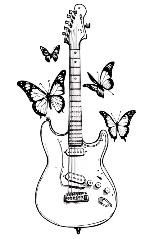 Electric Guitar With Butterflies