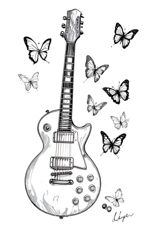 Electric Guitar Les Paul With Butterfly
