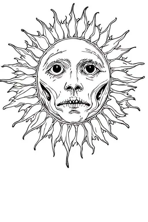 The Sun With The Face In The Style Of Horror