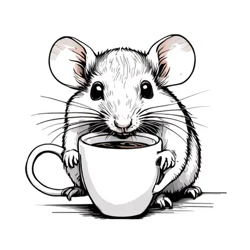 Small Rat With Coffee Mug