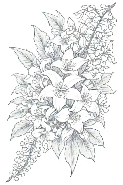 Daphodill Lily Of The Valley And Delphinium Flower Bouquet