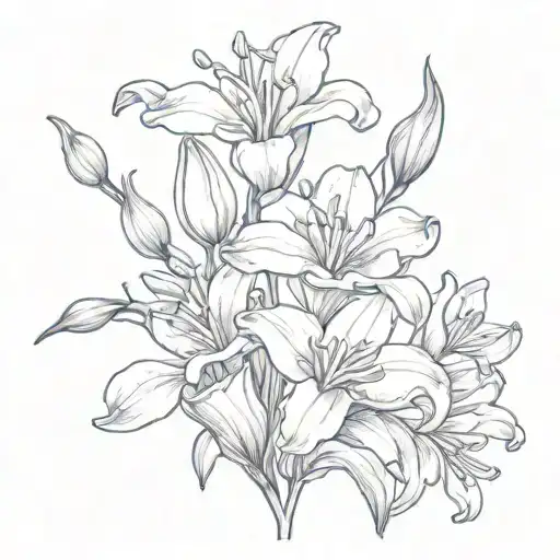 Sweat Pea And Lily Flowers Surrounded