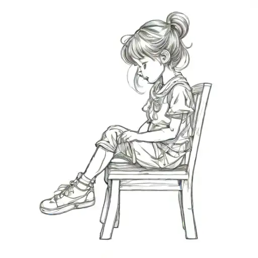 A Little Girl Sitting On A Table