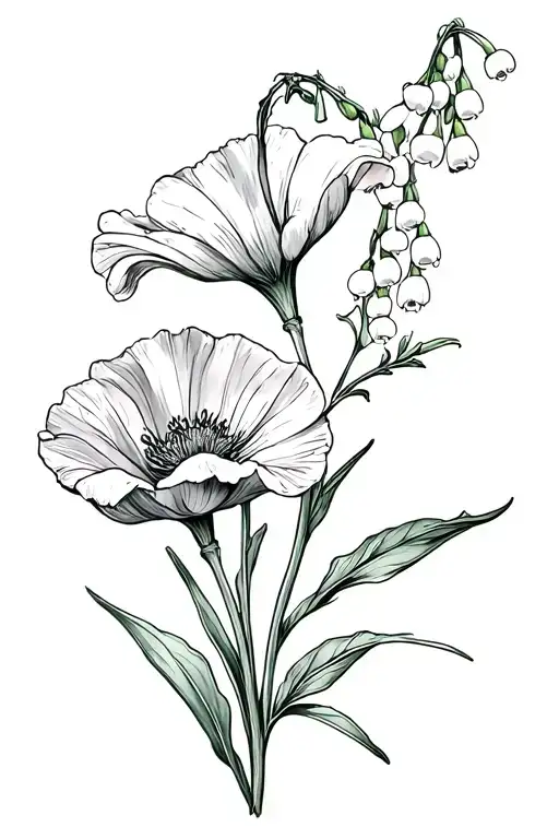 Lily Of The Valley And Poppy