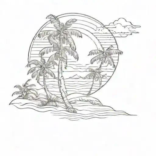 Sun Beach With Palm Trees