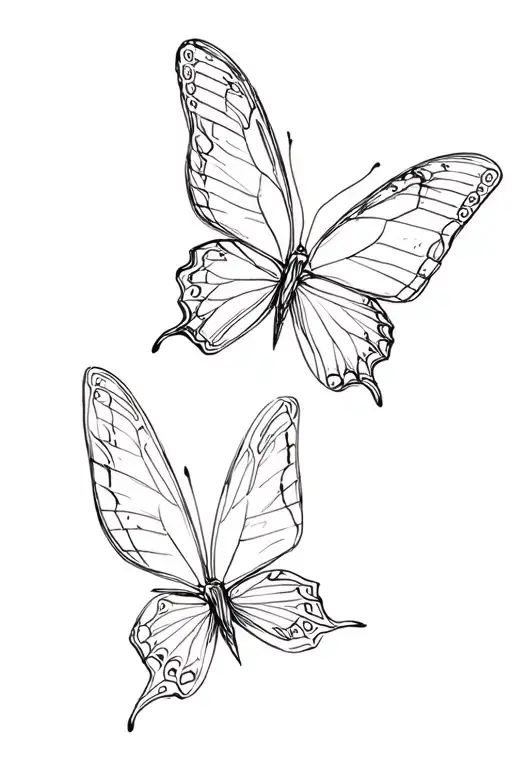 Two Butterflies Flying Together