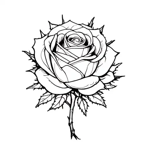 Small Rose Surrounded By Thorns
