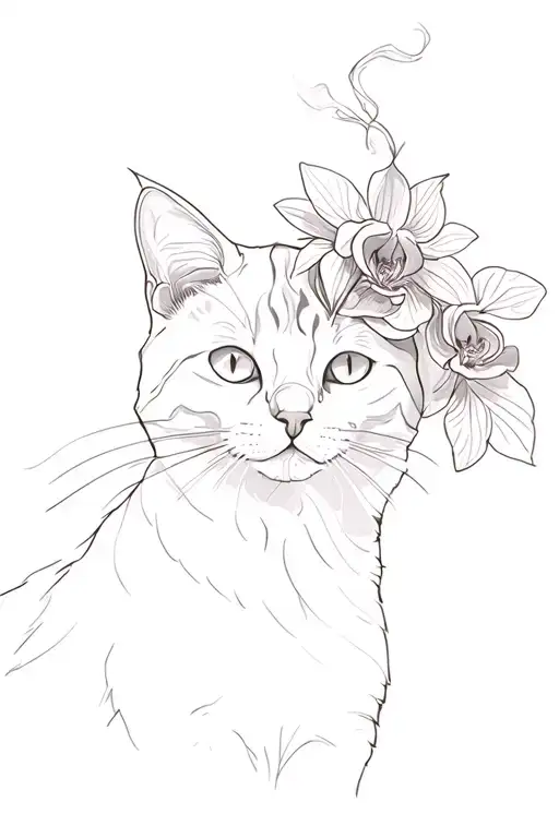 Smokey Orchid And Cat