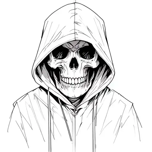 Skull In A Hood In The Center