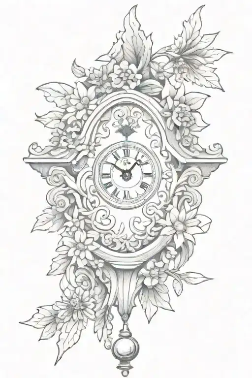 German Cuckoo Clock With Edelweiss Flower