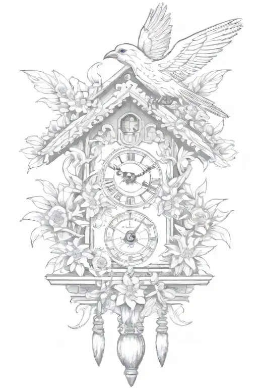 German Cuckoo Clock With Edelweiss Flower