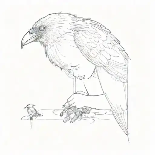 A Little Girl And A Crow