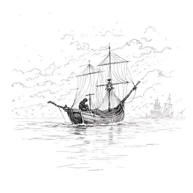 Man On A Boat In A Storm