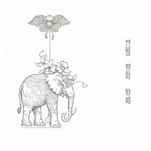 An Elephant With A Flower In Its Mouth