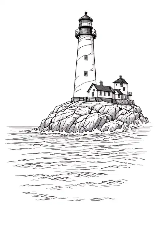 Lighthouse On Rocks With Waves Crashing On The Rocks