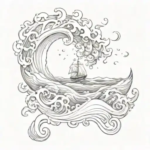 Ocean Waves And Cancer Celestial Themed