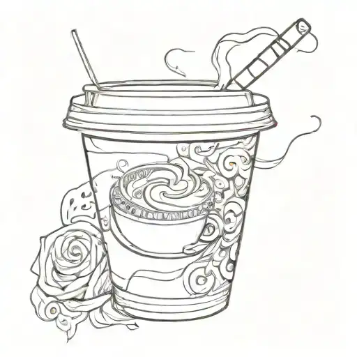 To-go Coffe Cup With Lip Stick Print On Lid