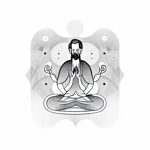 A Sketch-style Illustration Of Alan Watts Meditating Under A Bodhi Tree