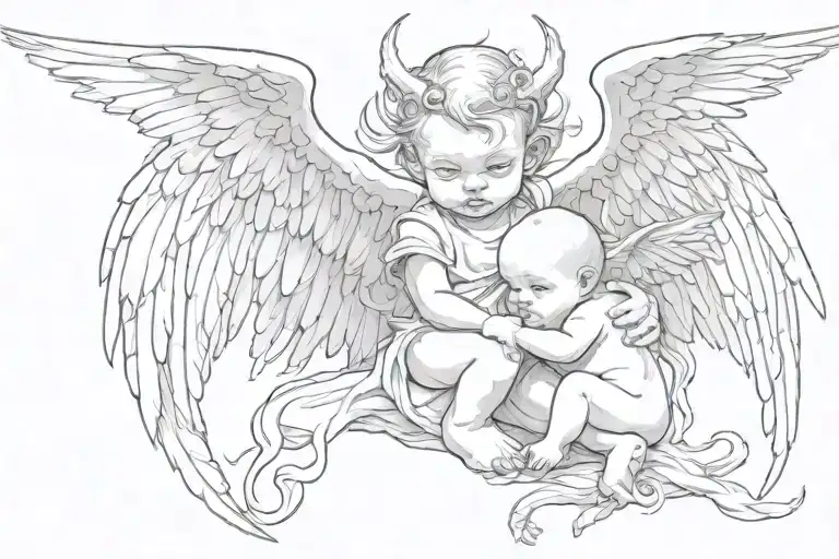 Baby Demon Protects Baby Angel