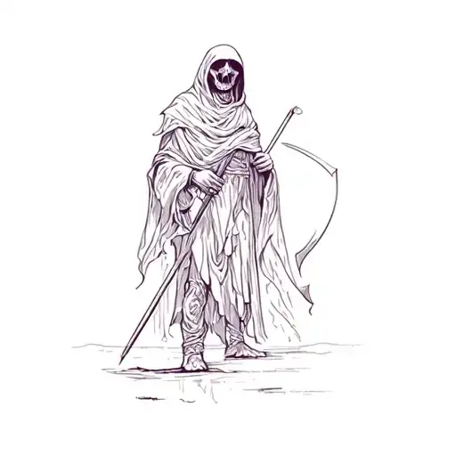 A Grim Reaper Holding A Scythe