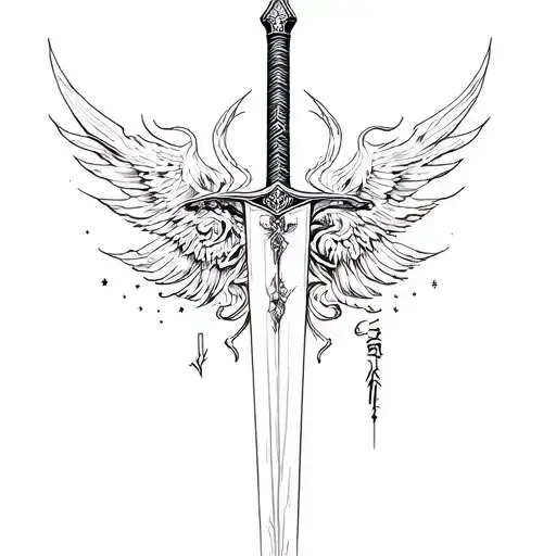 Cyber Sigilism Style Tattoo Long Sword