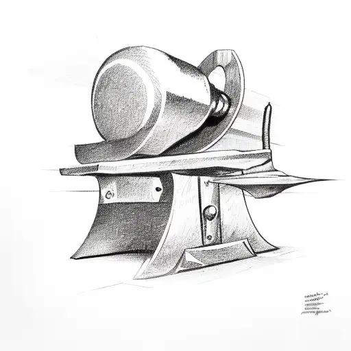 An Anvil With A Hammer Leaning Against It With A Ring Of Fire In The Background