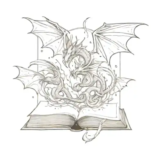 3 Dragons Flying Out Of A Book